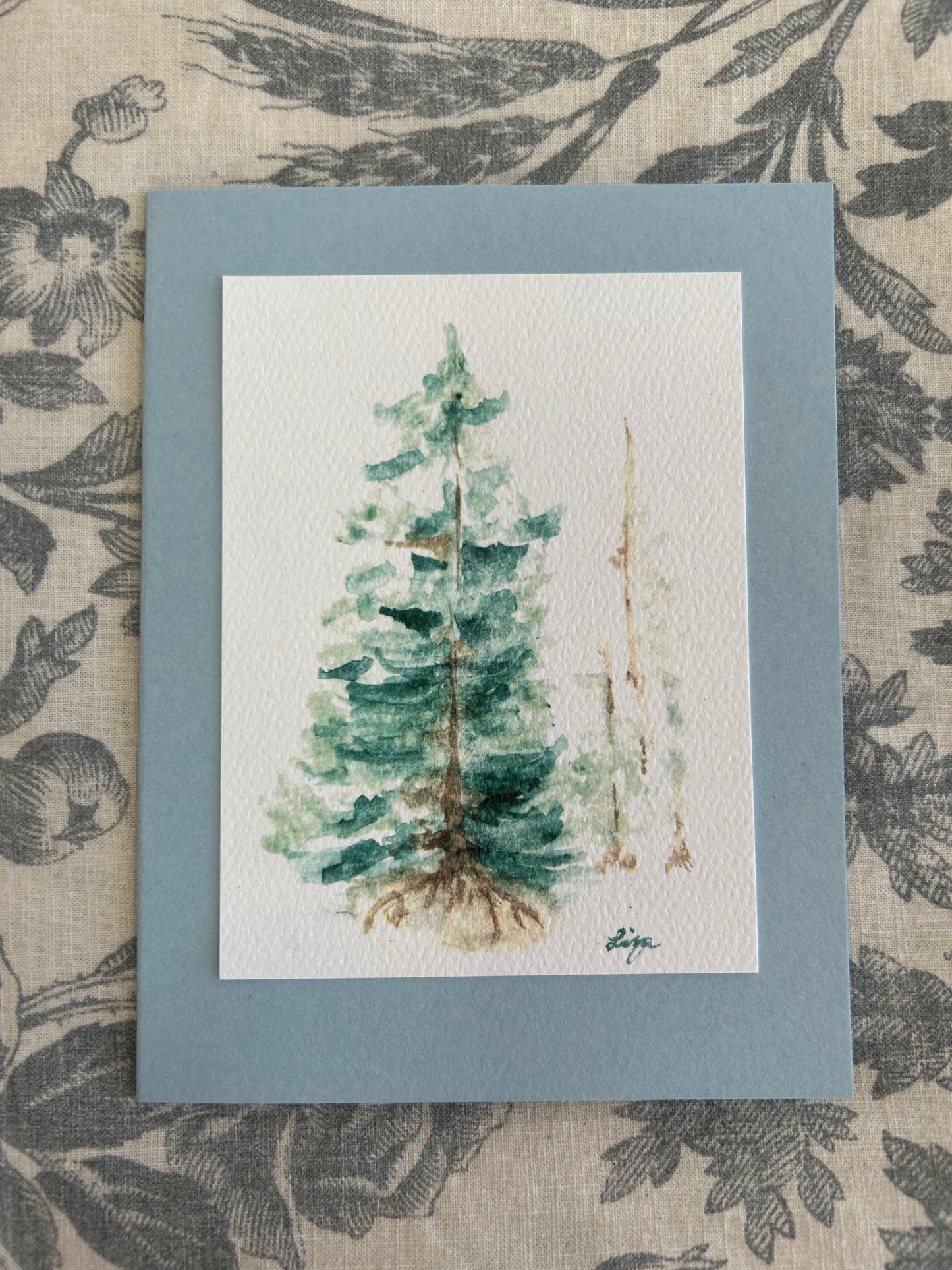 Three Turquoise Trees- 5 cards